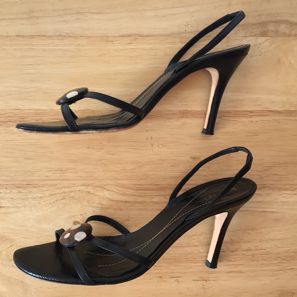 Kate Spade Black Strap Slingback Heels Size 6.5 - Picture 6 of 11